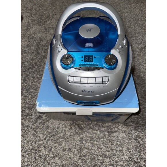 Translucent Blue Memorex MP3226 CD Radio Cassette Boom box New Open Box - Picture 1 of 6